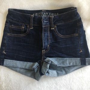 Dark High-Waisted Jean Shorts